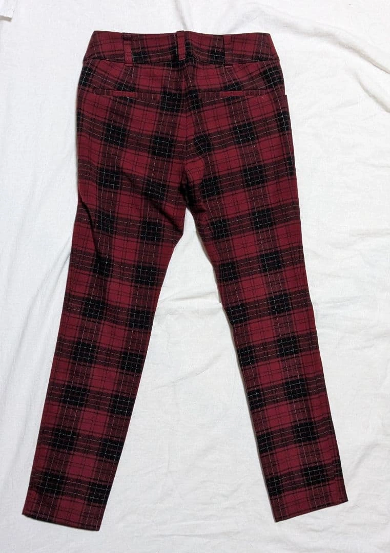 美品 Apuweiser-riche タータンチェック スリムパンツ 赤 美脚の写真3枚目