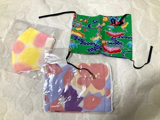 ハンドメイド カラフル布マスク3枚:未使用:ガーゼマスク: 立体マスク:服飾小物:衛生品