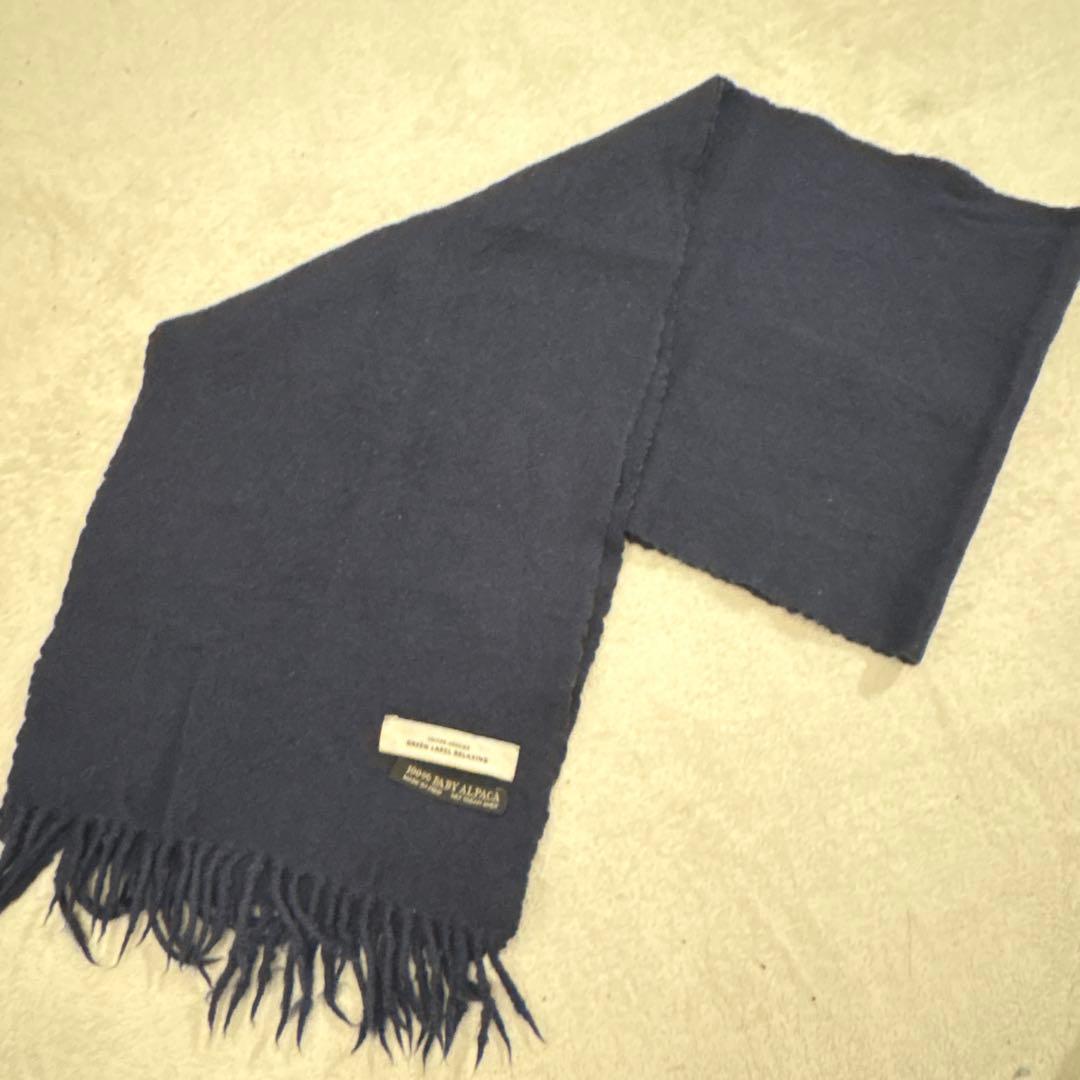 UNITED ARROWS ネイビー マフラー 100% ベビーアルパカペルー産