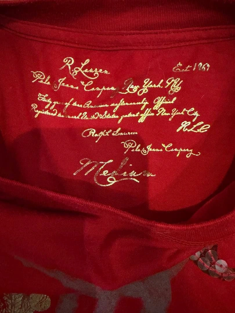 Ralph Lauren 赤 グラフィックTシャツ Mの写真3枚目