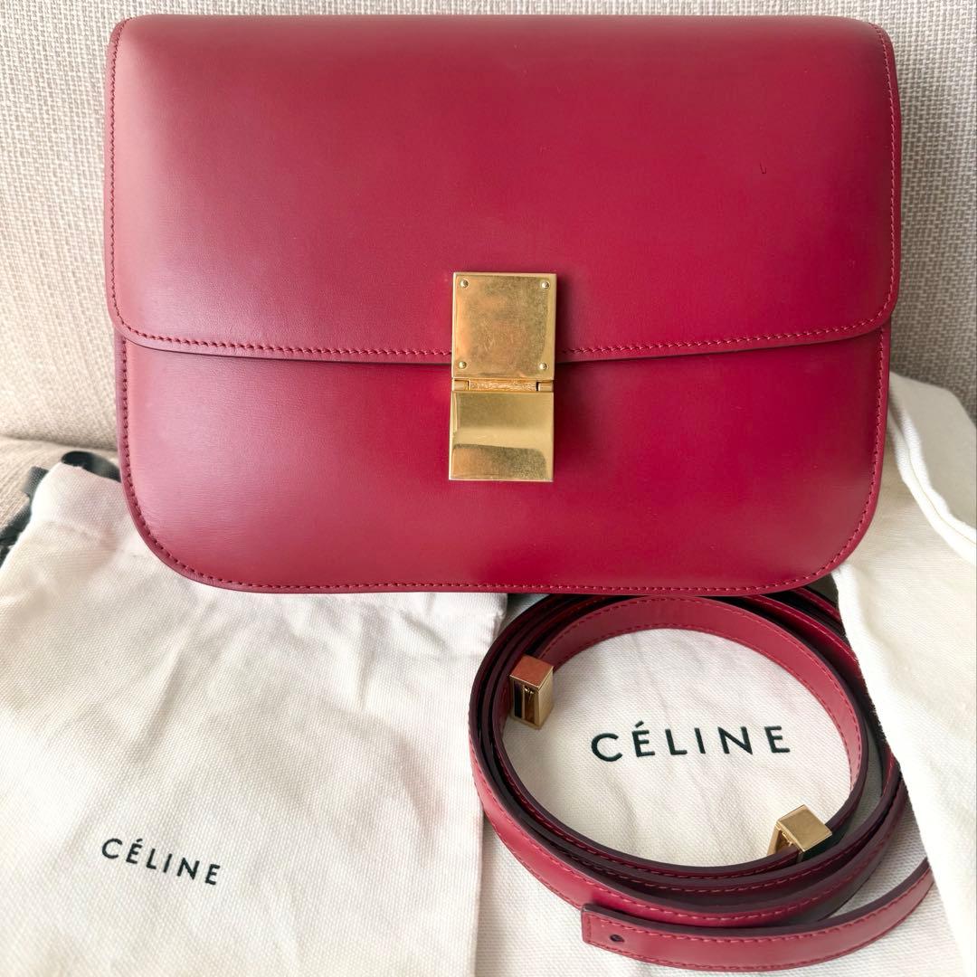 CELINE セリーヌ クラシックボックス ショルダーバッグ 赤 フィービー期