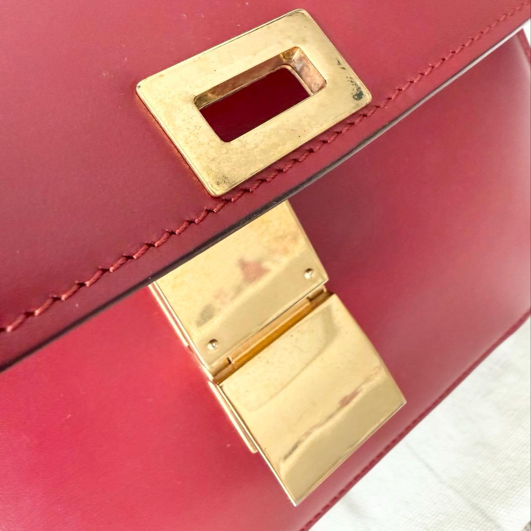 CELINE セリーヌ クラシックボックス ショルダーバッグ 赤 フィービー期の写真7枚目