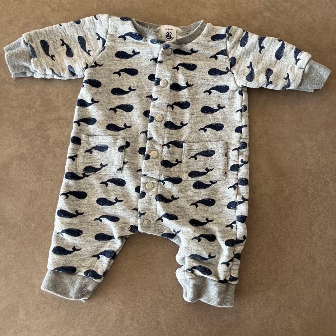 【美品】プチバトー クジラ柄ロンパース 6m/67cm