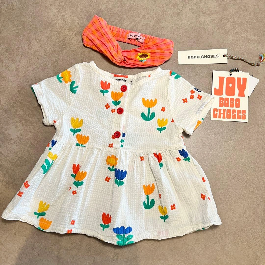 【タグあり美品 着画あり】BOBOCHOSES ワンピース ヘアバンドセット3M