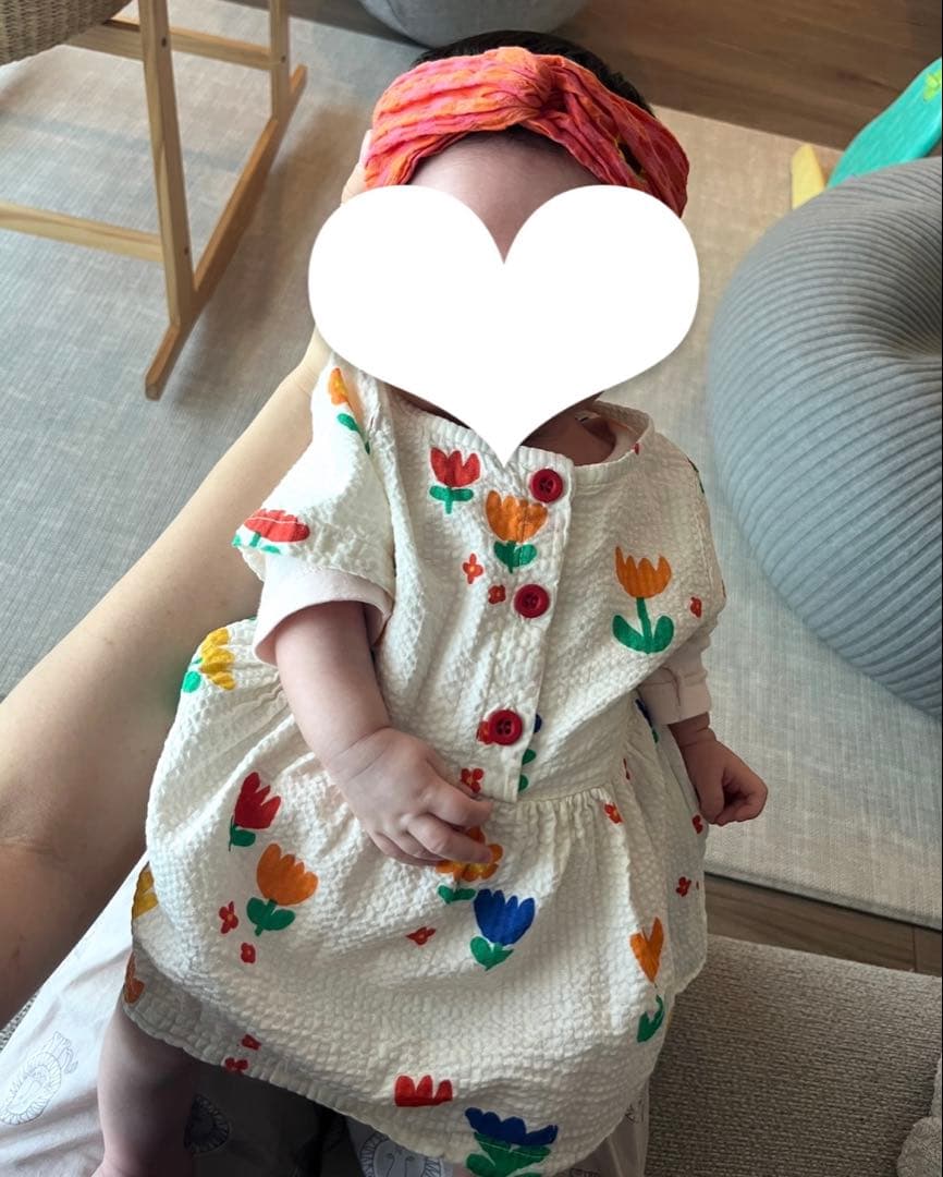 【タグあり美品 着画あり】BOBOCHOSES ワンピース ヘアバンドセット3Mの写真5枚目