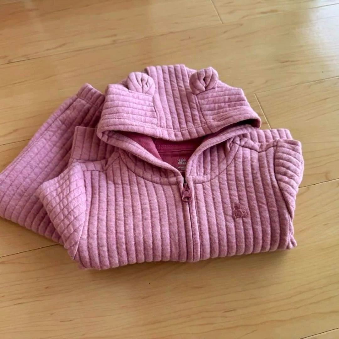 GAP ギャップ フード付きリブ編みピンク上下セット 6-12ヶ月 70cmの写真2枚目