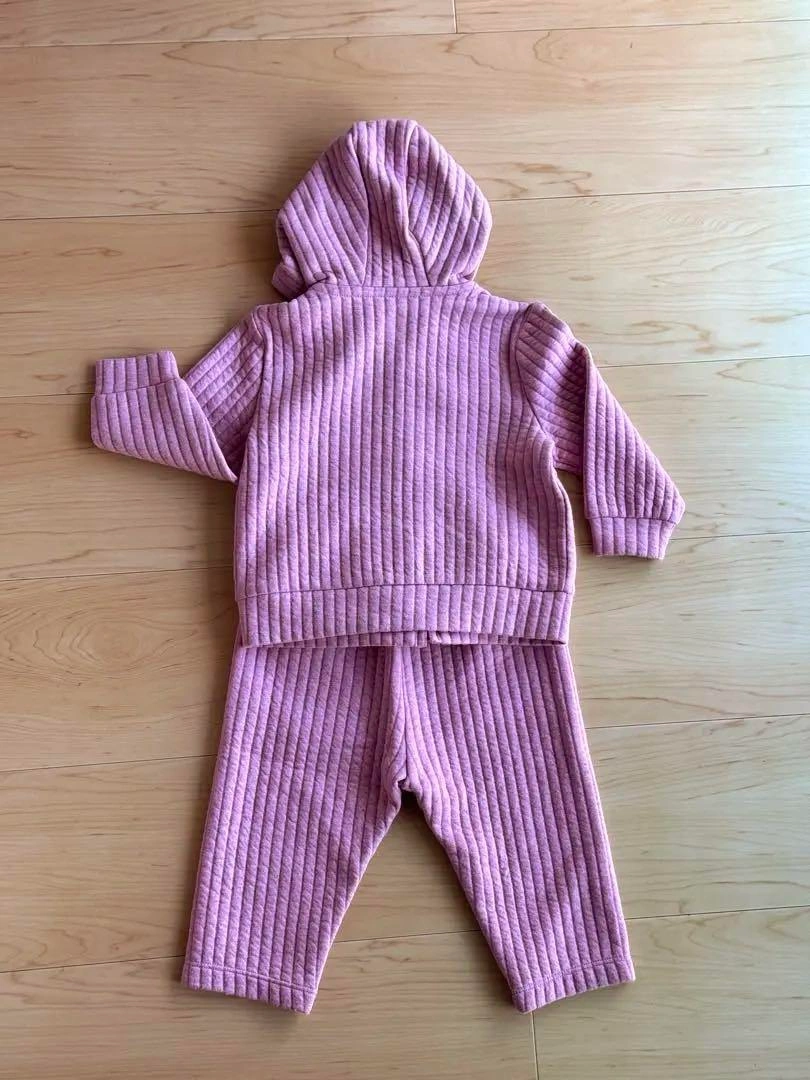GAP ギャップ フード付きリブ編みピンク上下セット 6-12ヶ月 70cmの写真3枚目