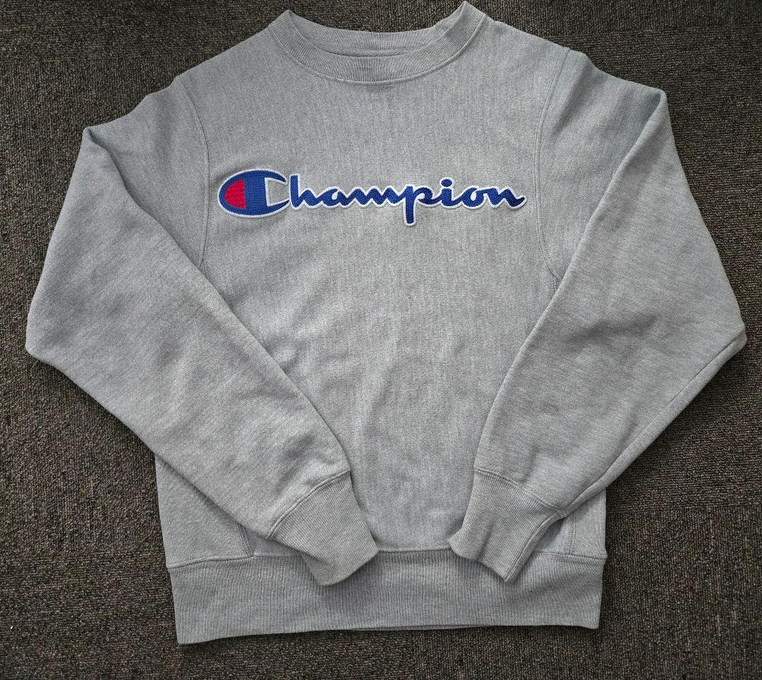 ✨Champion リバースウィーブ 刺繍 クルーネック スウェット✨古着