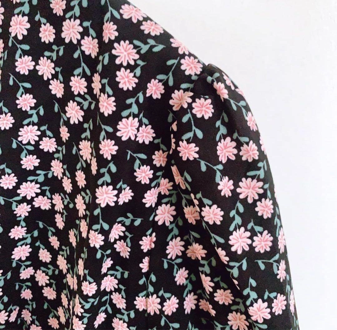 Valmuer 小花柄 ネックリボン付きドレス ワンピース シフォン パーティーの写真9枚目