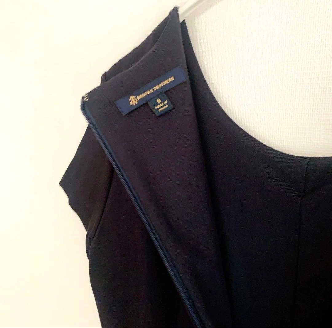 BROOKS BROTHERS ネイビー きれいめ 上品フレアワンピース 美品の写真7枚目