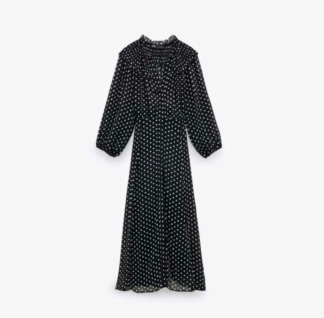 ZARA ドット柄 シースルー フリルワンピース M相当の写真2枚目