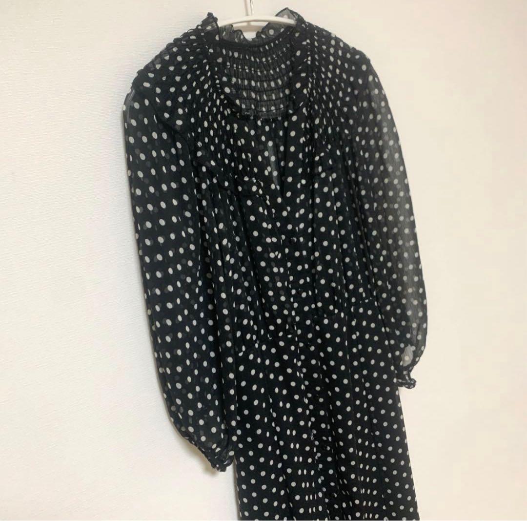 ZARA ドット柄 シースルー フリルワンピース M相当の写真5枚目