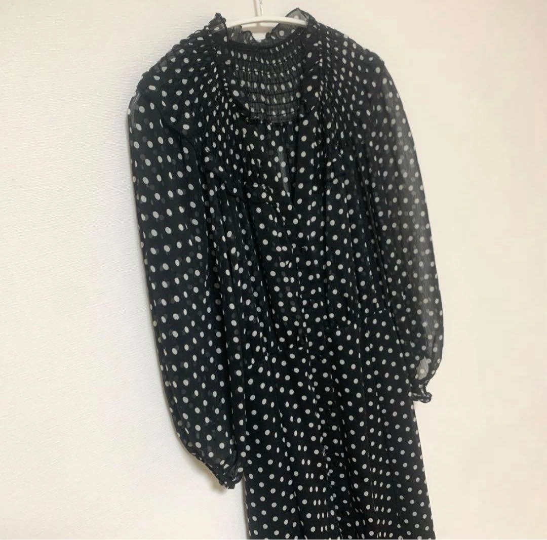 ZARA ドット柄 シースルー フリルワンピース M相当の写真5枚目