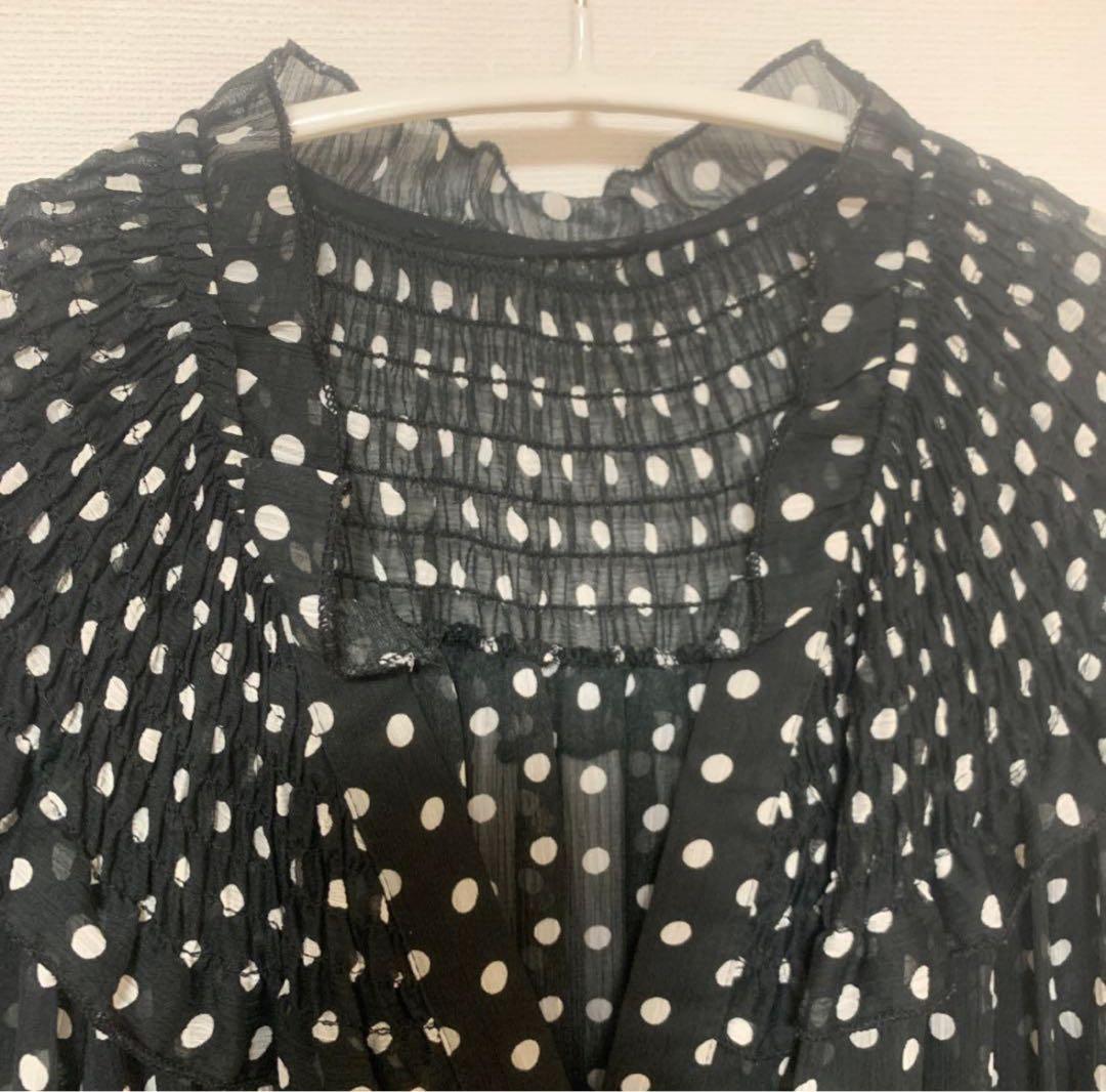 ZARA ドット柄 シースルー フリルワンピース M相当の写真6枚目