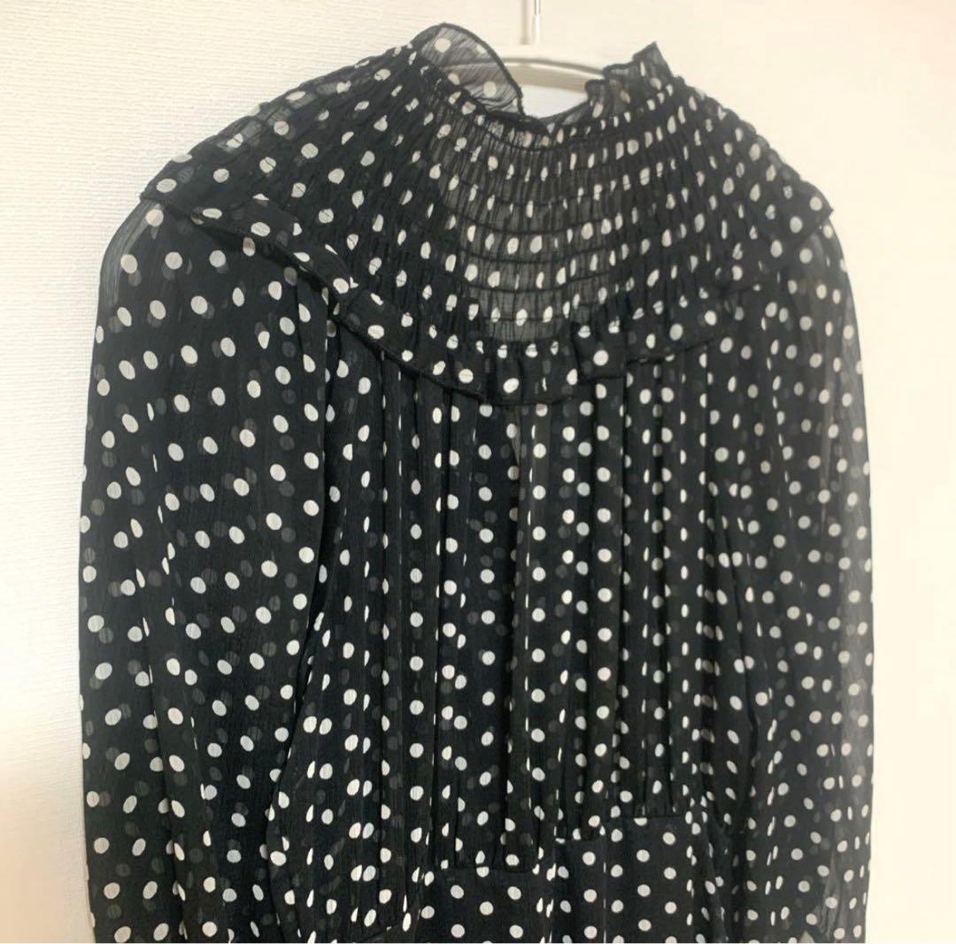 ZARA ドット柄 シースルー フリルワンピース M相当の写真9枚目