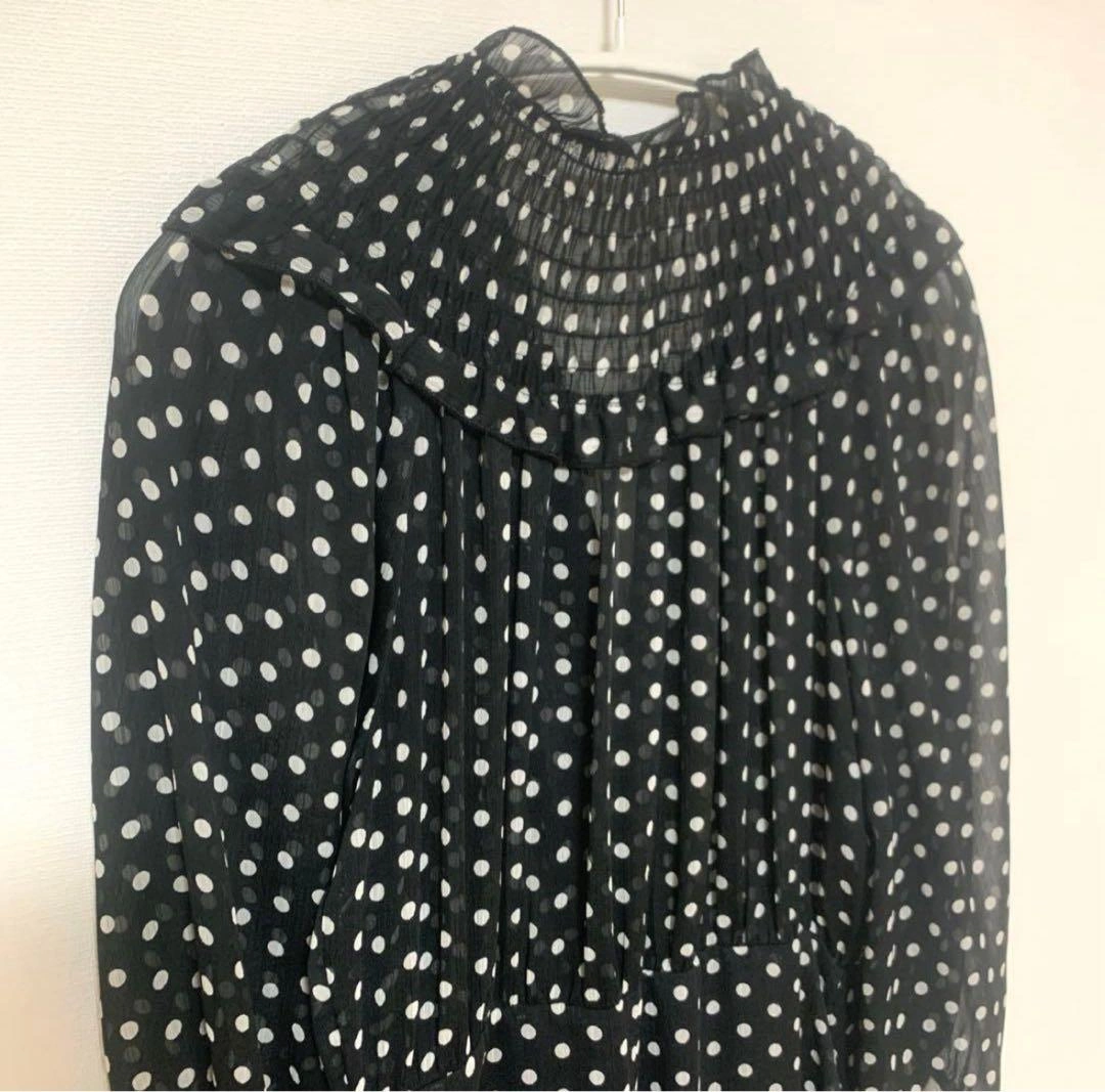 ZARA ドット柄 シースルー フリルワンピース M相当の写真9枚目