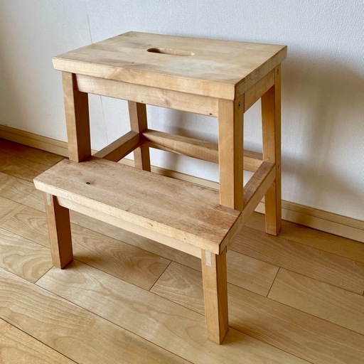 【値下げ・4/19締切】IKEA 木製ステップスツール BEKVÄM ベクヴェーム（DIY・再塗装に）
