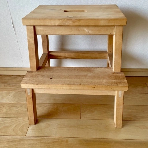 【値下げ・4/19締切】IKEA 木製ステップスツール BEKVÄM ベクヴェーム(DIY・再塗装に)の写真2枚目