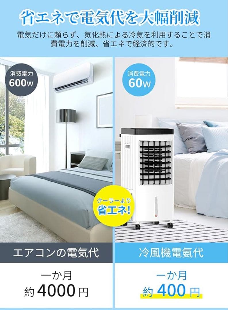 冷風機 冷風扇12.5L 4役 静音 首振り リモコン付 省エネの写真6枚目
