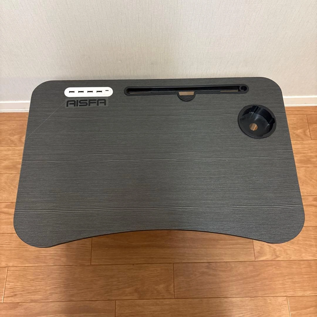 AISFA USBポート付き折りたたみ式パソコンデスク