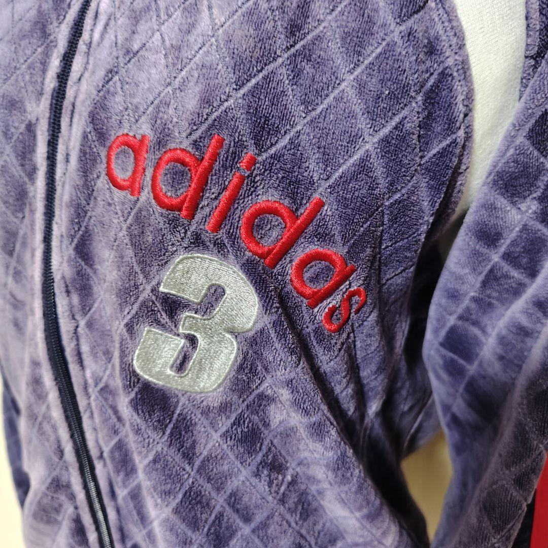 adidas ベロア トラックジャケット パープル 万国旗タグ 90s Y2Kの写真5枚目