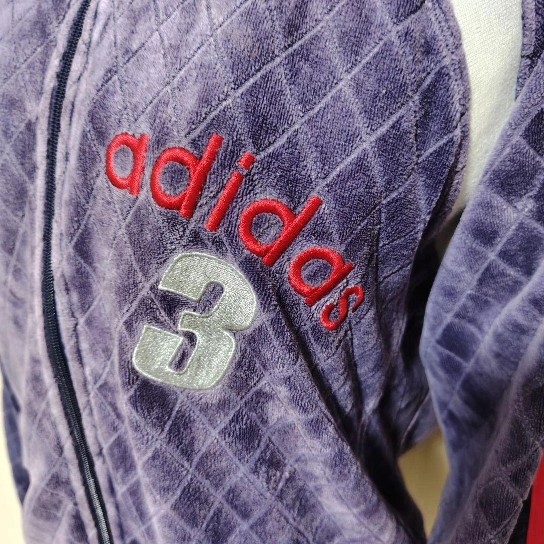 adidas ベロア トラックジャケット パープル 万国旗タグ 90s Y2Kの写真5枚目