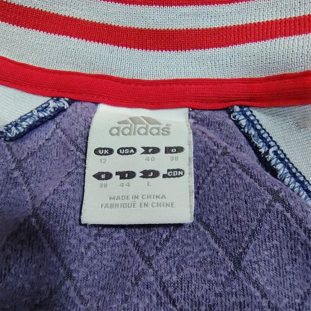 adidas ベロア トラックジャケット パープル 万国旗タグ 90s Y2Kの写真10枚目