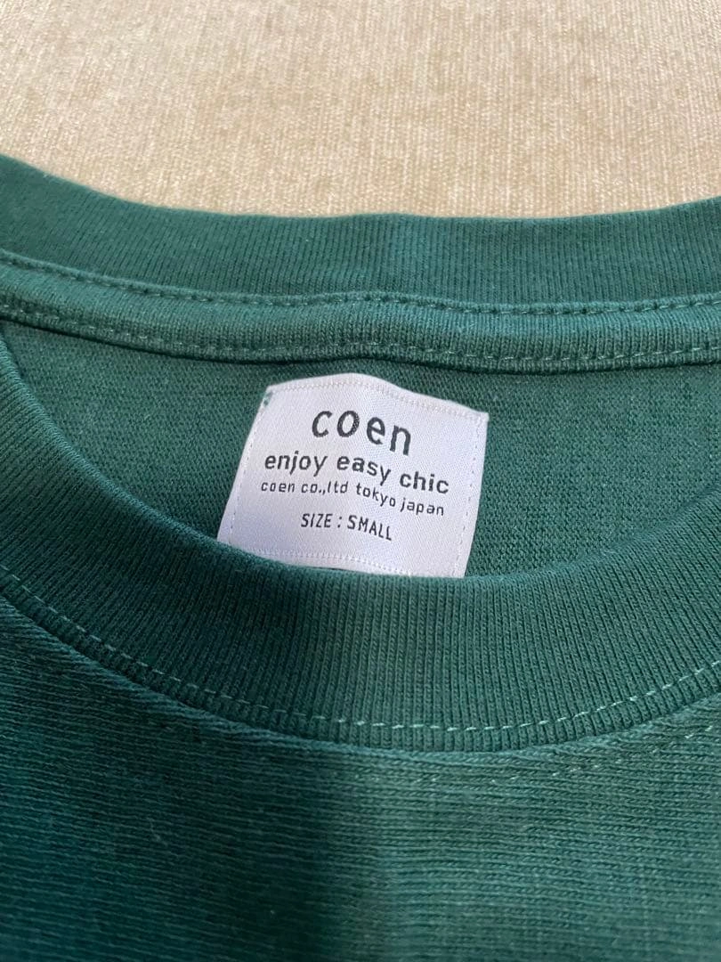 coen ダークグリーン Tシャツ Sの写真3枚目