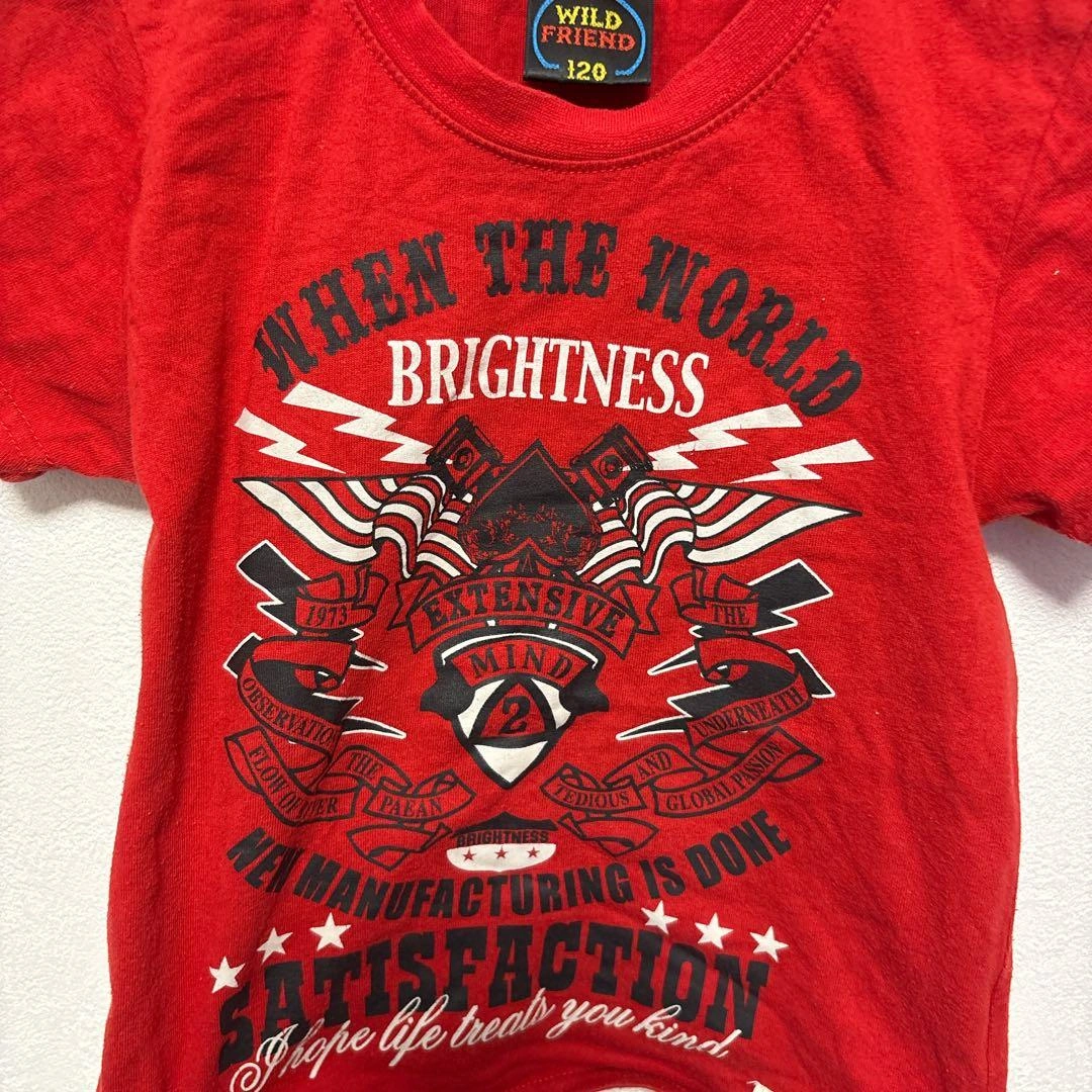 WILD FRIEND 赤 Tシャツ 120サイズの写真2枚目