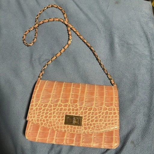 ピンク クロコダイル風 ショルダーバッグ