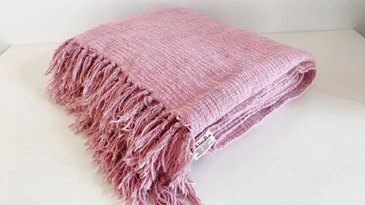 レアFabindia ファブインディア サーモンピンクマルチカバー150×250