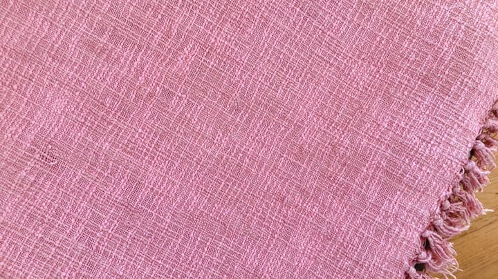 レアFabindia ファブインディア サーモンピンクマルチカバー150×250の写真4枚目