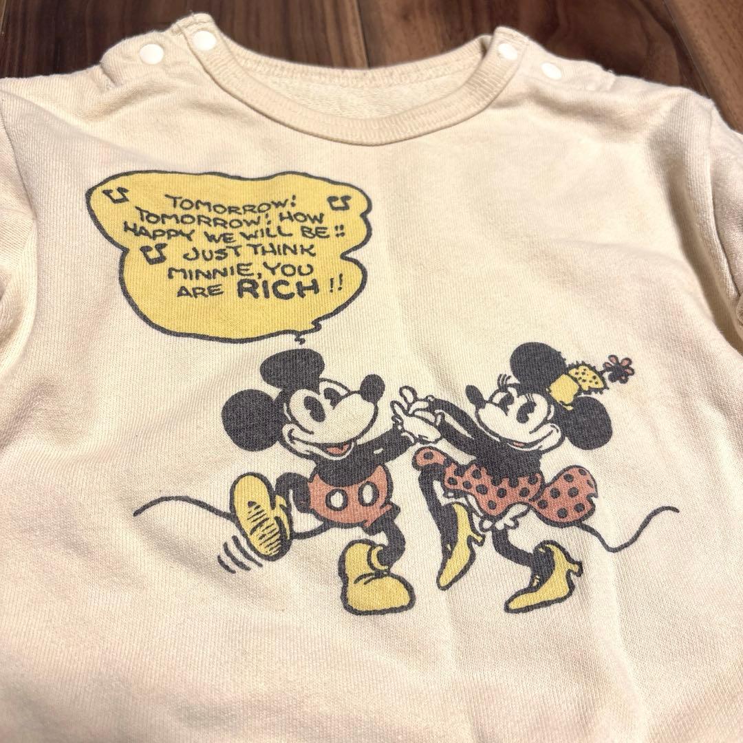 美品。ミッキー ミニー ロンパース クリーム色 生成り 70〜80cmの写真2枚目