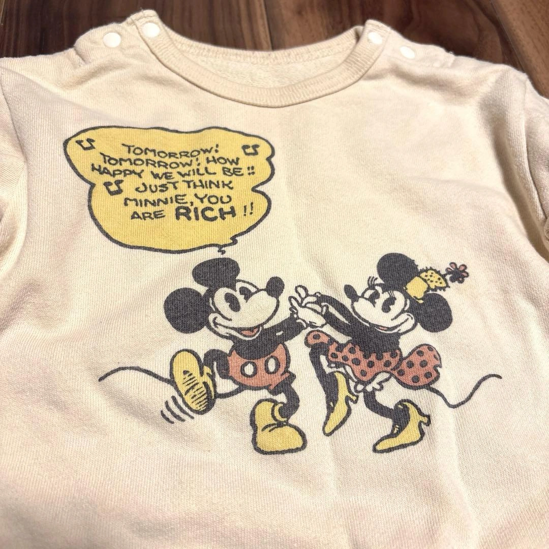 美品。ミッキー ミニー ロンパース クリーム色 生成り 70〜80cmの写真2枚目