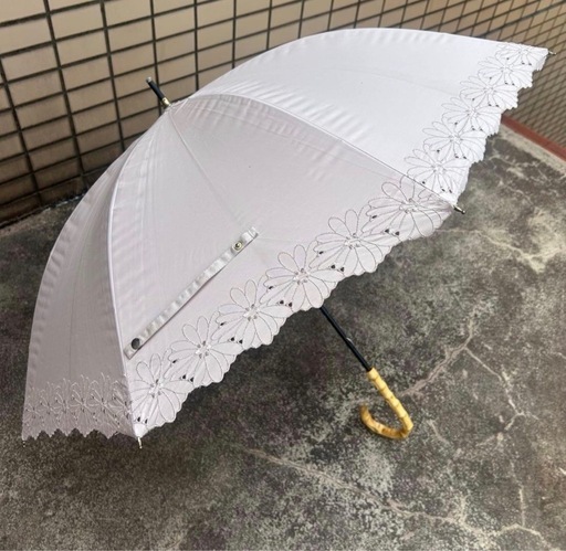 刺繍 日傘 長傘 1級遮光 花柄 UVカット99% 遮熱 涼しい 軽量 50cm 晴雨兼用 レディース フラワーボーラー刺繍