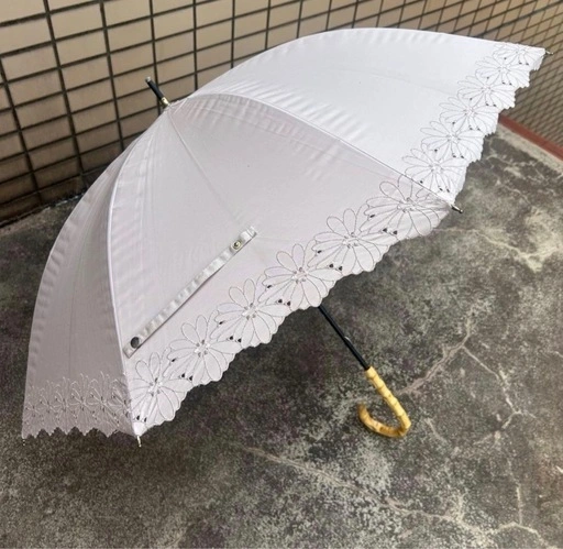 刺繍 日傘 長傘 1級遮光 花柄 UVカット99% 遮熱 涼しい 軽量 50cm 晴雨兼用 レディース フラワーボーラー刺繍