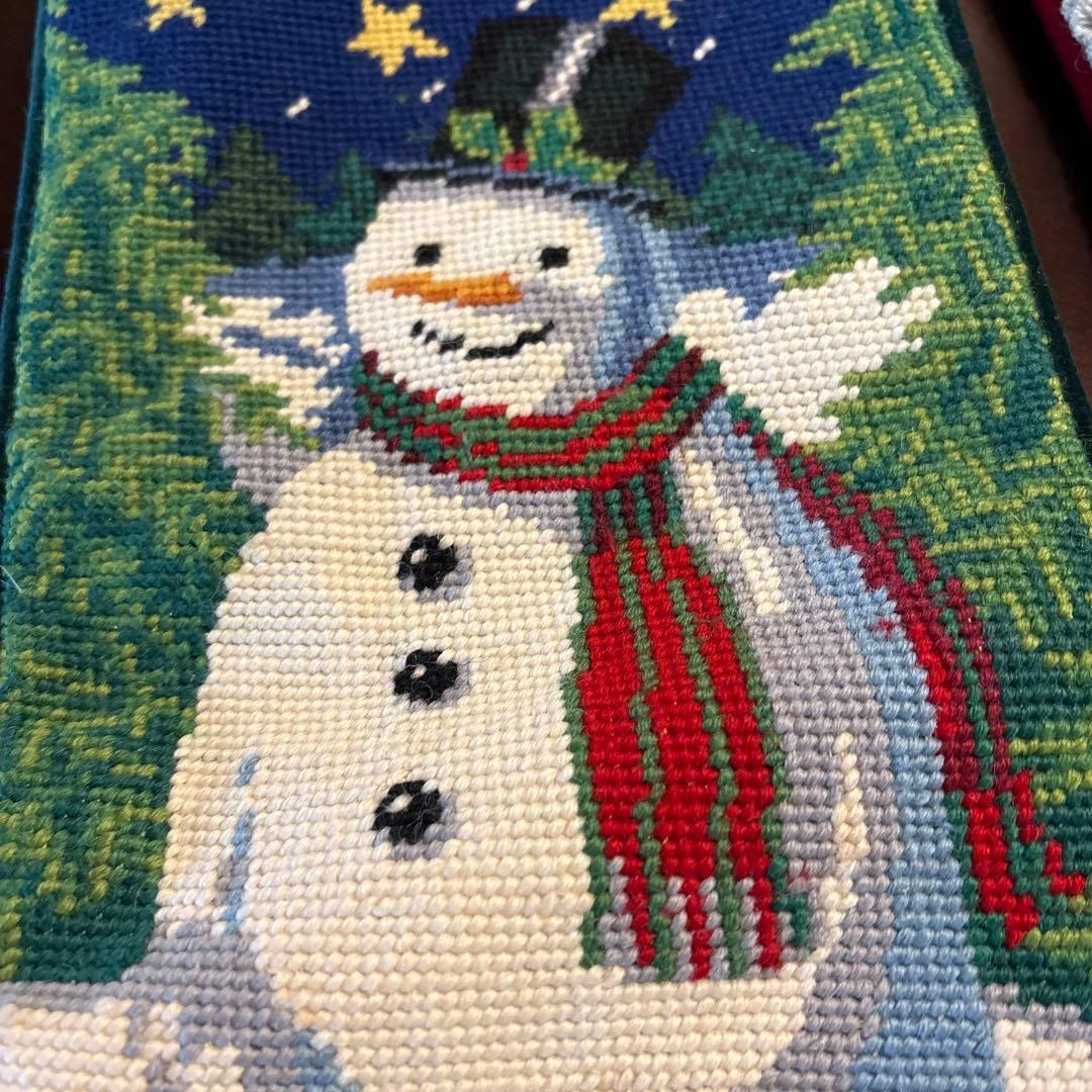 アメリカ製 クリスマスストッキング 雪だるまと木馬のデザインの写真2枚目