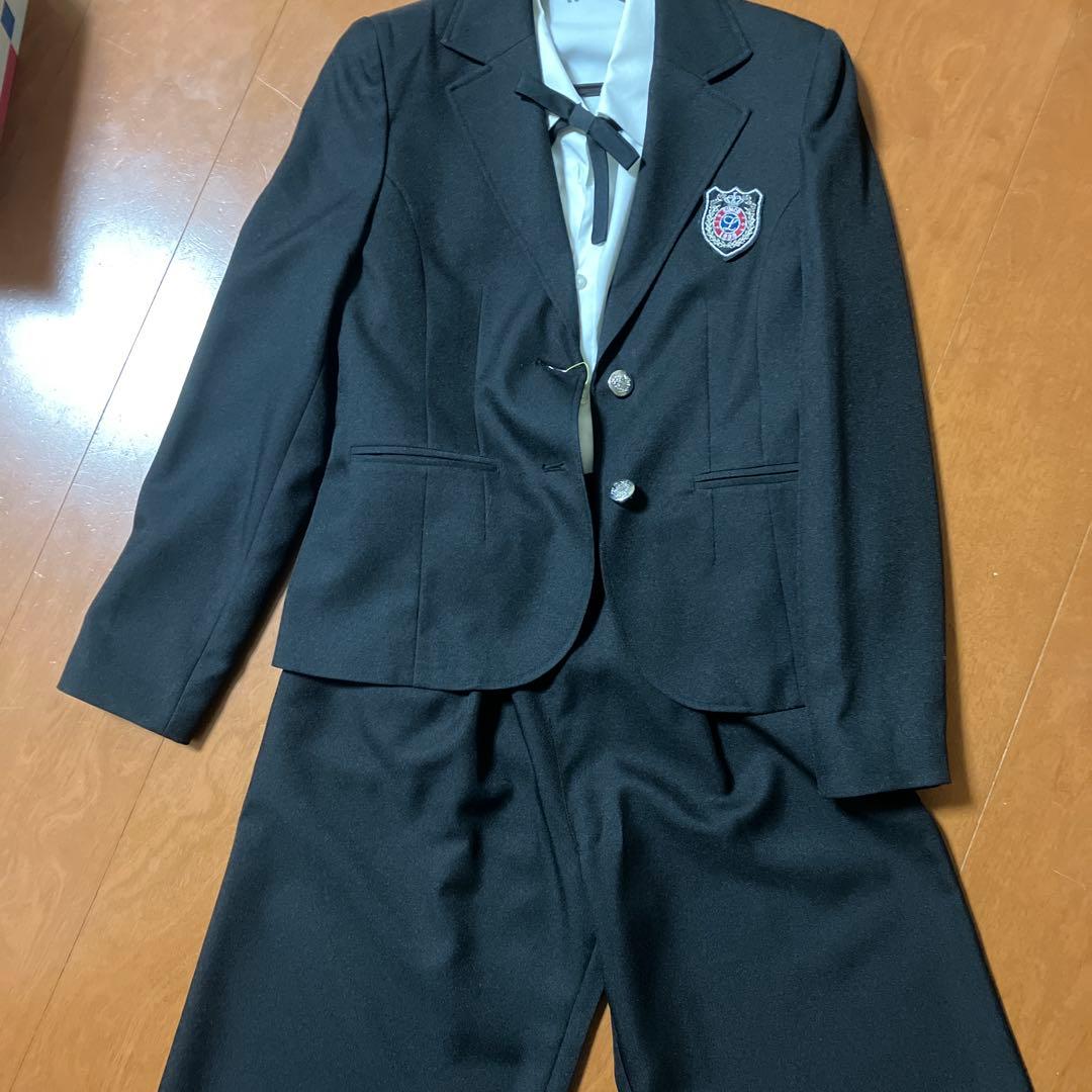 Flow Free黒いフォーマルパンツスーツ 卒業式165