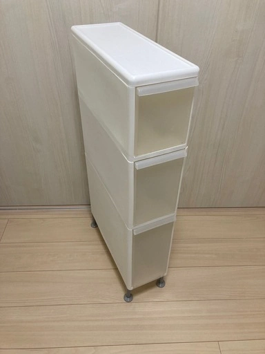 スリム3段チェスト 幅17cm 脚付き収納 キッチン収納 洗面所収納 キャビネット 棚
