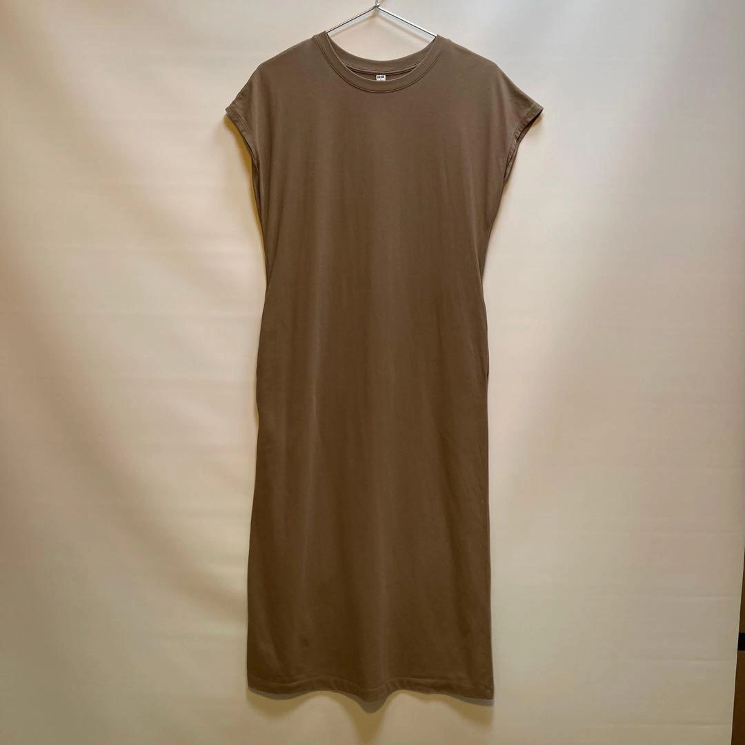 UNIQLO スムースコットンフレンチスリーブロングワンピース
