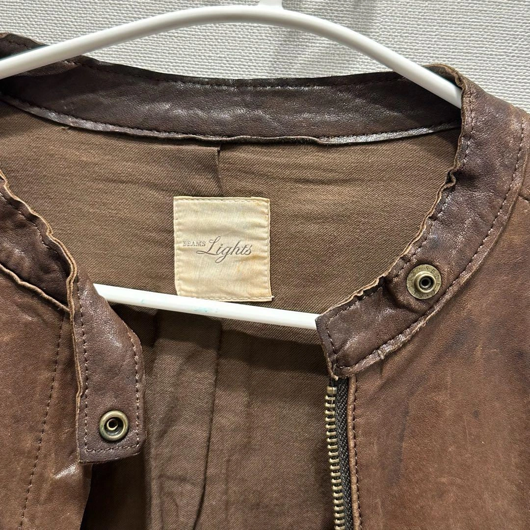 BEAMS Lights レザーライダースジャケット ブラウン