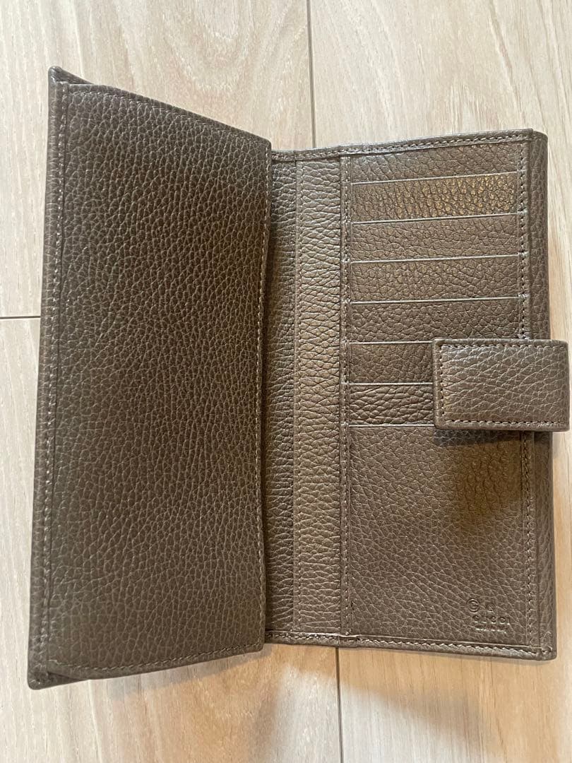 美品　GUCCI シルバーロゴ　シボレザー　Wホック 長財布　ブラウンの写真8枚目