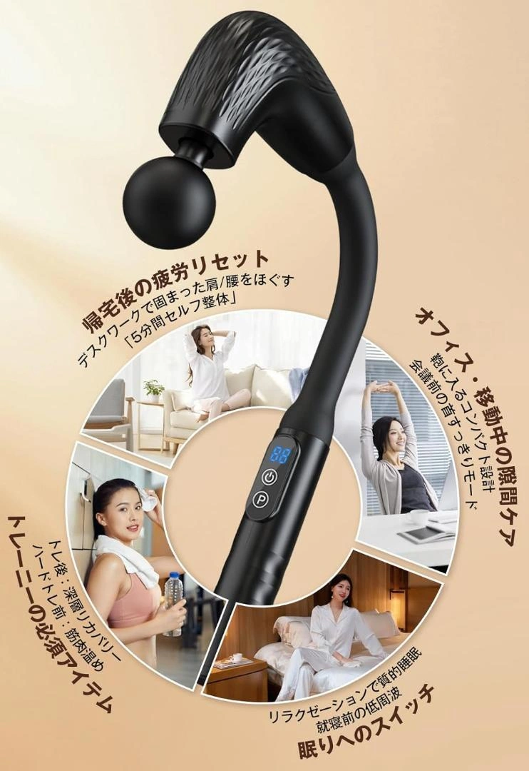 筋膜リリースガン 6段階強度·3モード切替 背中まで届 type-C充電の写真7枚目
