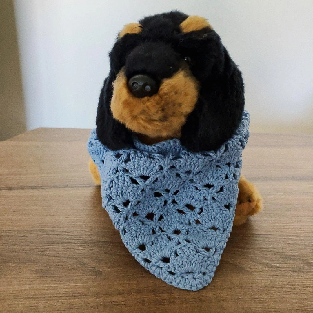 ペット用 ハンドメイド 水色 スカーフの写真2枚目