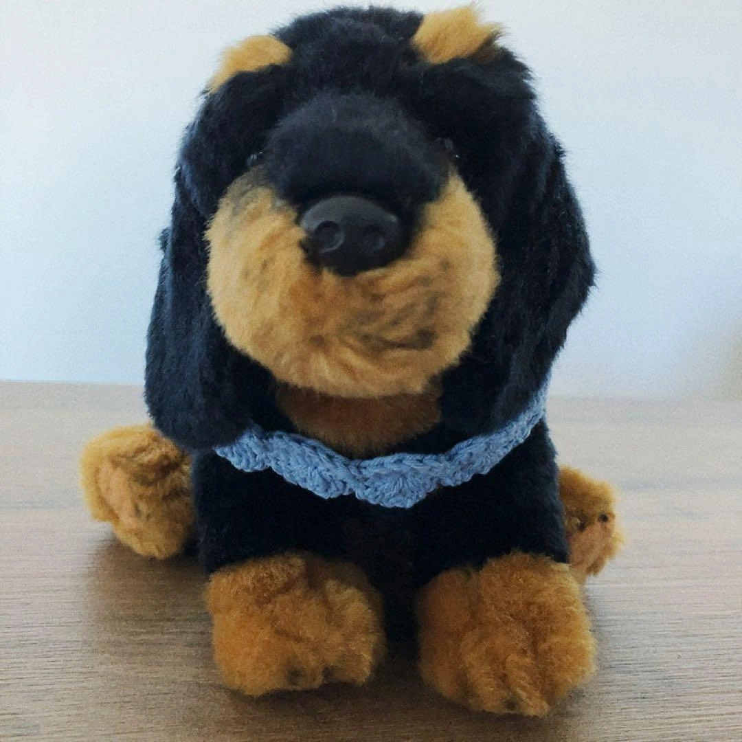 【ハンドメイド ペット 首輪】チョーカー 毛糸編み 青 リボンの写真3枚目