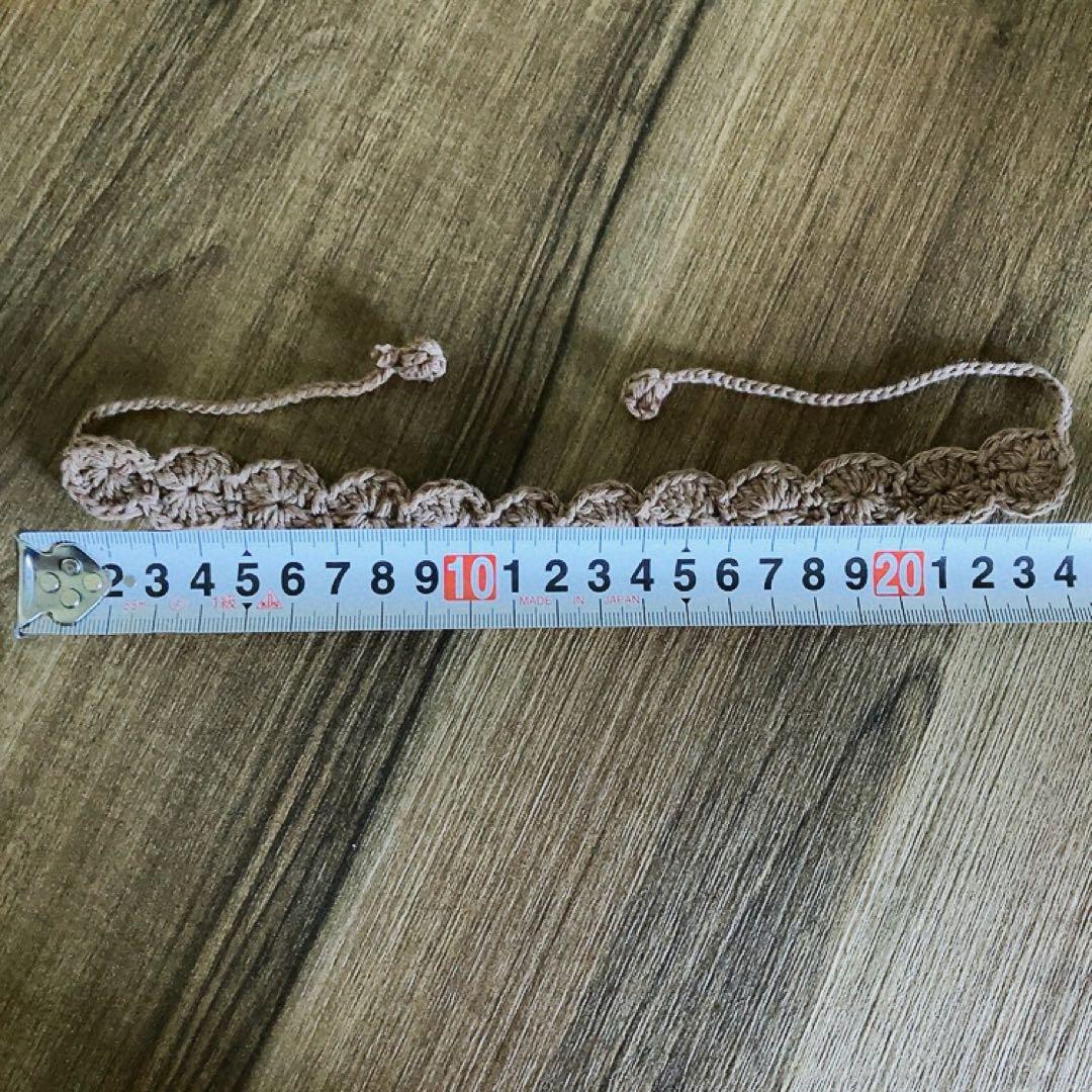 【ハンドメイド ペット 首輪】チョーカー 毛糸編み ブラウン リボンの写真5枚目