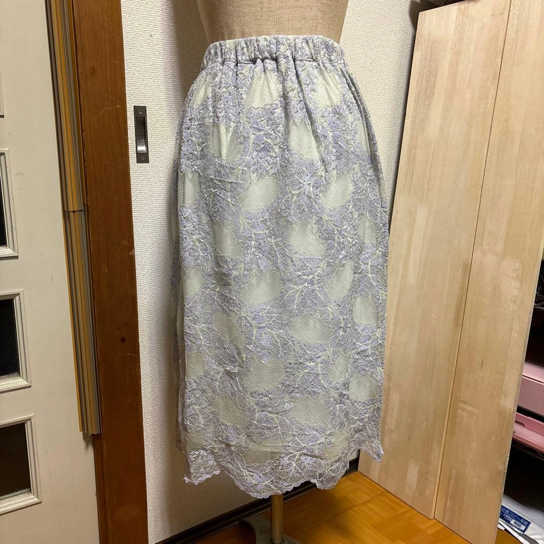 フェリシモ レースが美しいタイトスカート(グリーン)Mサイズ 未使用品