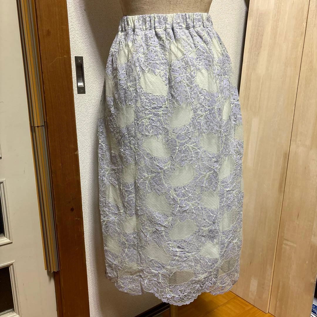 フェリシモ レースが美しいタイトスカート(グリーン)Mサイズ 未使用品の写真2枚目