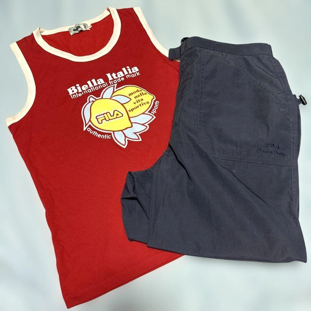 FILA タンクトップ&スリークォーターパンツ Lサイズ セットアップ 中古