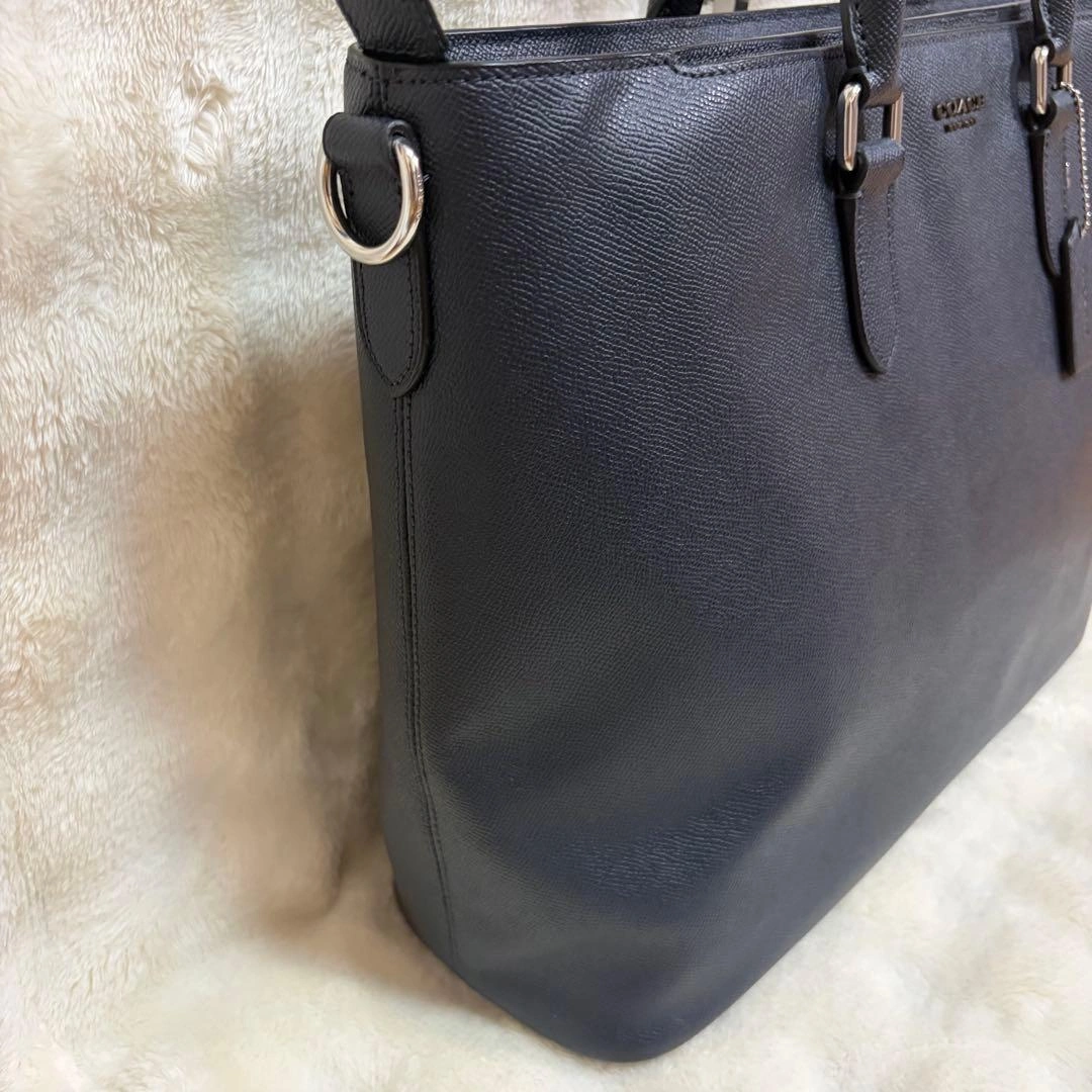 極美品 コーチ ベケット 2way トートバッグ ビジネス A4可 レザー 紺の写真3枚目